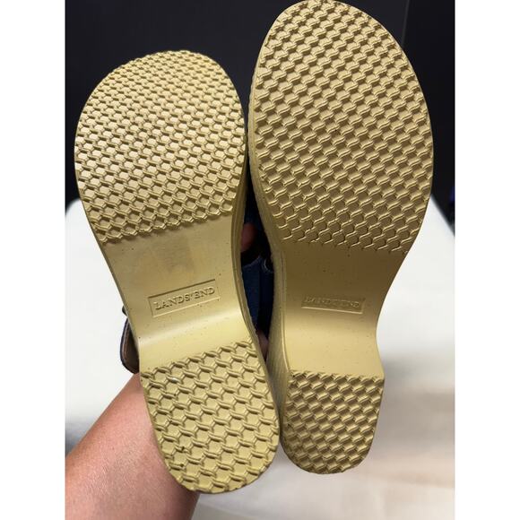 Lands' End Luggage Blue Suede Clara Vlog Platform Block Heel Slide Wedge Women 8 - Picture 8 of 8